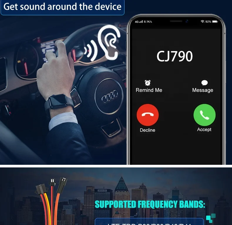 CJ790 8PIN Anti-Theft LTE 4G tracker gps car with remotely stop car