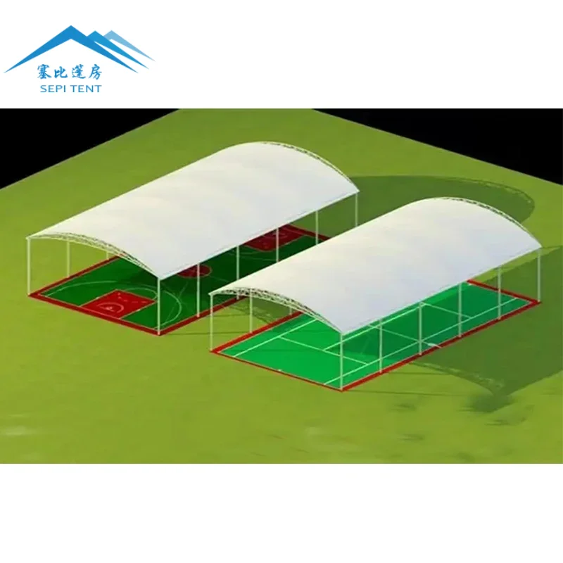 PVDF PTFE Waterproof Football Tennis Sport Courts Tent Roof Tension Membrane Structures For Outdoor Stadium Roof
