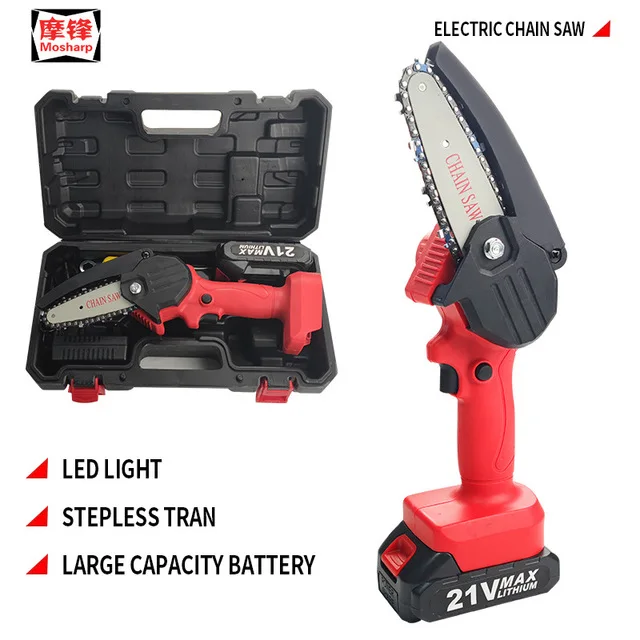 Rechargeable single flashlight chain saw portable 4 inch 6 inch mini chainsaw cordless chainsaw suitable for garden carpentry
