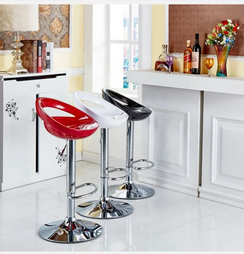 Modern Cheap Steel Plastic Nordic High Bar Stool Chairs Adjustable Height Wine Cellar Home PP Bar Stool Table Chair