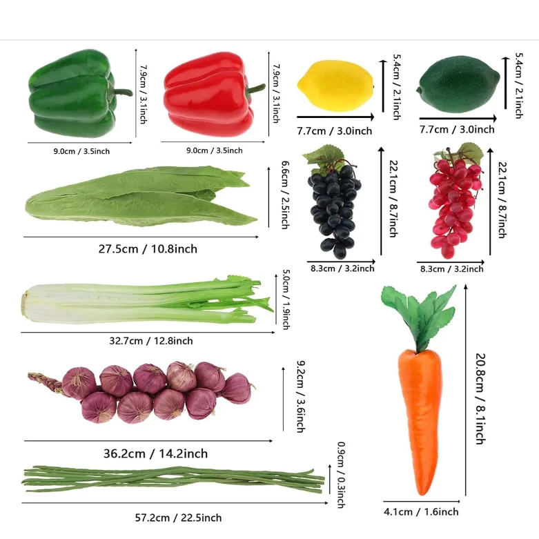 High quality artificial vegetable fruits for display and decoration
