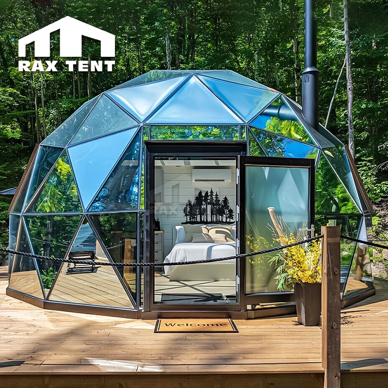 7M 8M Glass Dome House Tent for Glamping Resort Hotel with Mirror Glass in Forest