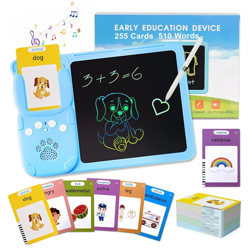 Hot Toddler Toys Drawing Tablet Lcd Writing Board &Card Reader Learning & Education Toys for 2,3,4,5,6 Years Old Blue