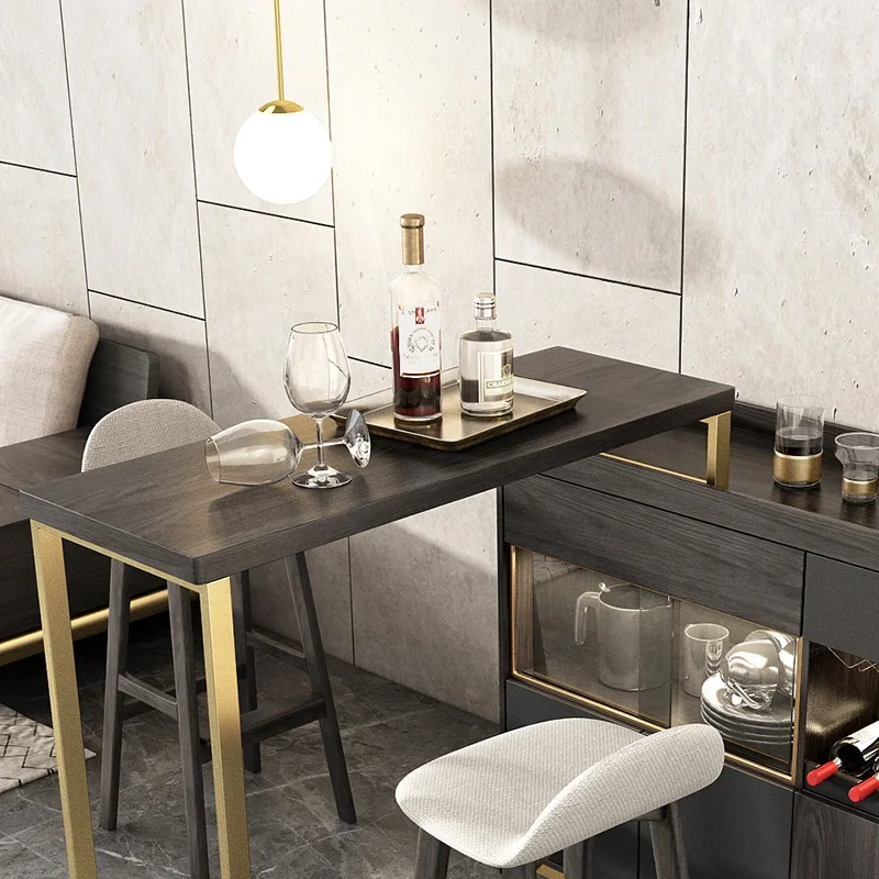 Luxury Style Storage Bar Table Stainless Steel Frame Black Home Living Room Furniture Bar Cabinet