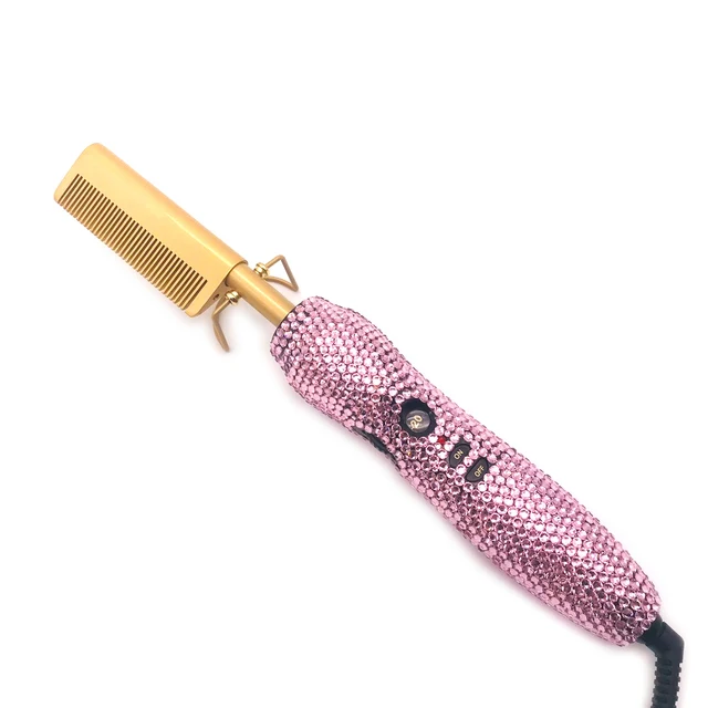 Diamond Cordless Electric Hair Straightener	 Mini Portable 500 Degrees Bling Hot Combs