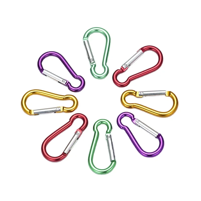 Customized colorful Keychain Carabiner Snap Lock Hook Tool Aluminum D Shape Rock Climbing Carabiner for leash