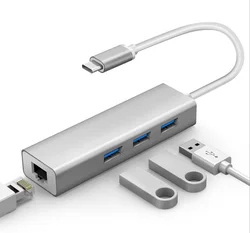 Networt Adapter USB 2.0 to Ethernet RJ45 Lan Gigabit Adapter With Hub For 10/100Mbps For Computer