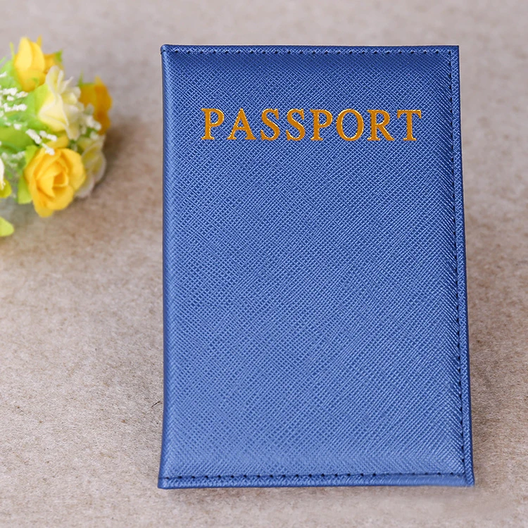 high quality cross grain leather Passport holder custom logo cheap Travel passport case  PU leather passport Sleeve cover