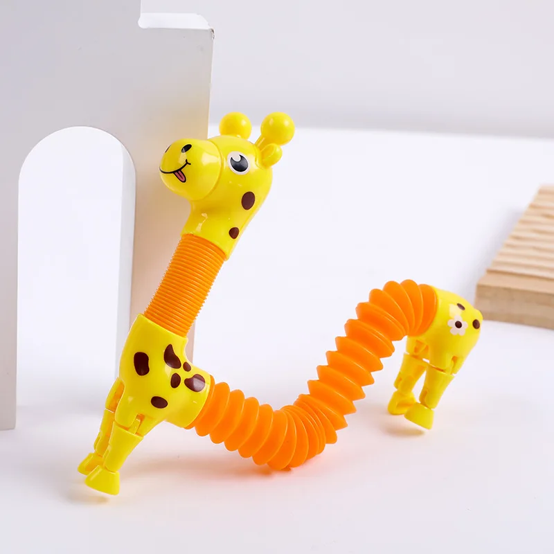 Hot Sell Stress Relief Giraffe Plastic Tube Sensory Stretch Fidget Pipe Toys Spring Giraffe Stress Relief Tube