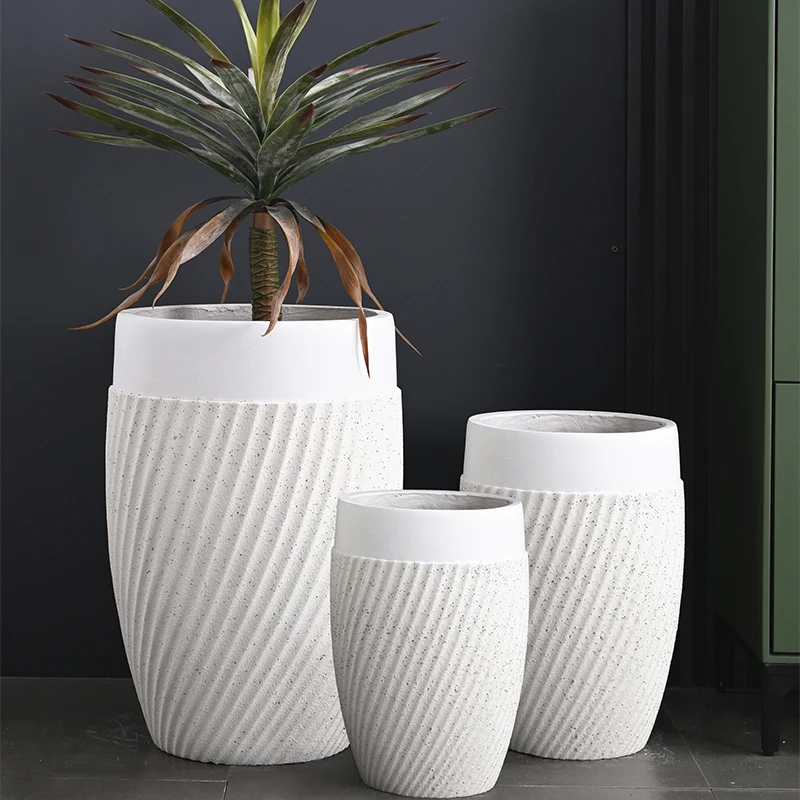 33/43/57cm Large Flower Pot Tall Planters Indoor Outdoor Planters and Pots Factory Wholesale Fiber Clay Pots For Plants