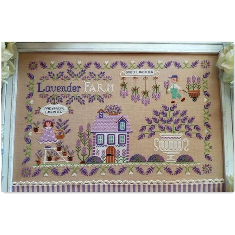 
DPC222 Lavender farm cross stitch kit package aida 18ct 14ct 11ct flaxen cloth kit embroidery DIY handmade needlework 