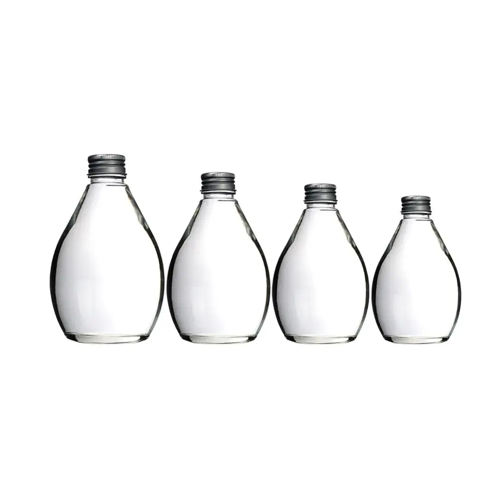 
Wholesale logo printing 100ml 250ml 350ml 500ml round juice glass bottle milk cold brew bottles with aluminium cap 