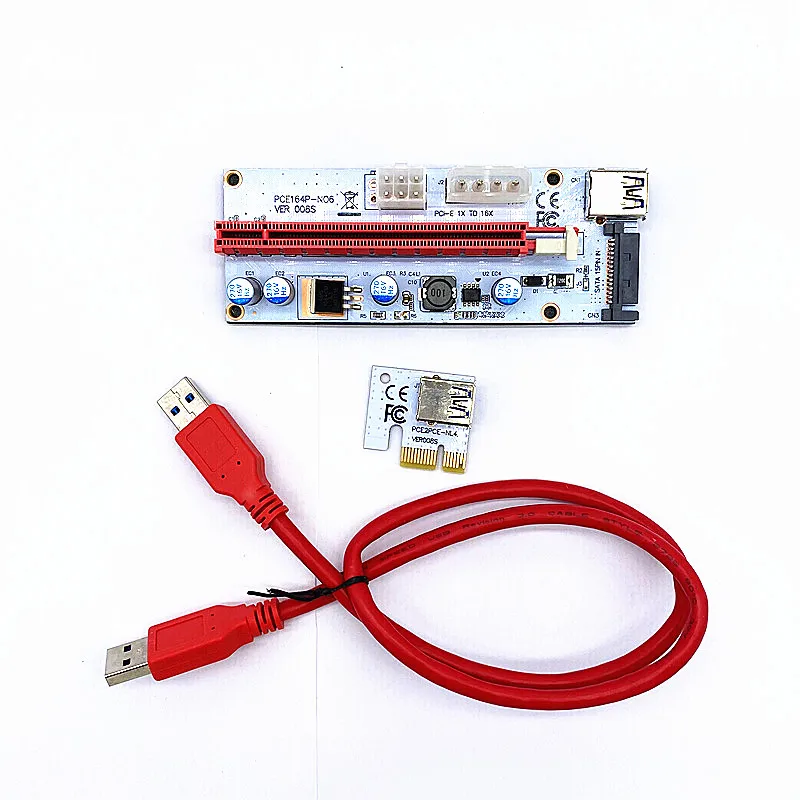 VER008S PCI-E Riser Card Whiteboard Three Interface PCI-E 1XTO16X Riser Card  Extension Cable Three-port power supply