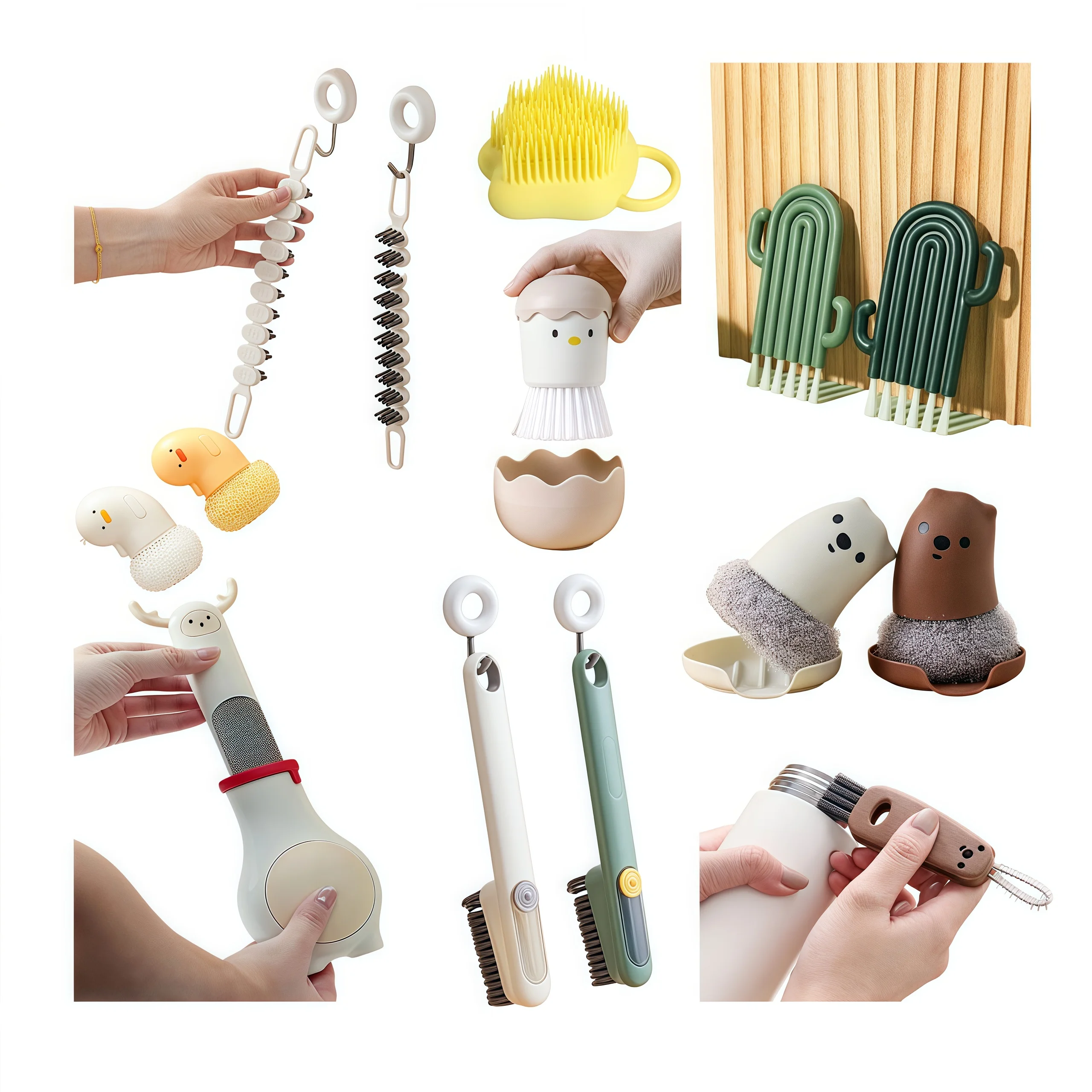 Wholesale Mini Household Kitchen Cleaning Brush Soft Bristle Dish Soap Dispensing Palm Scrubber Eco-Friendly PP Material Pot
