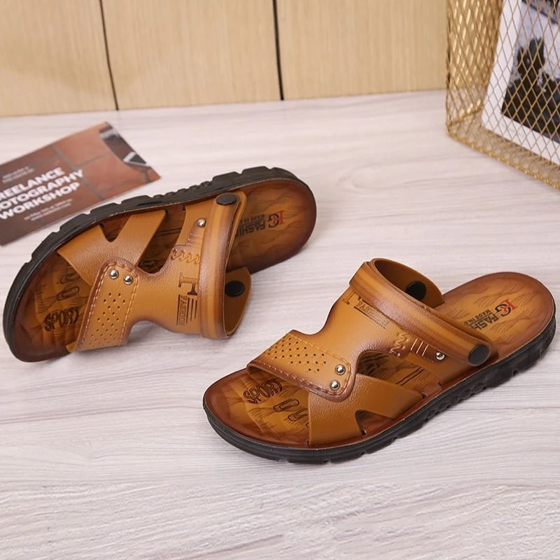 Factory directly sell summer outdoor fashion custom arabic anti slip running footwears casual shoes leather men stock sandals