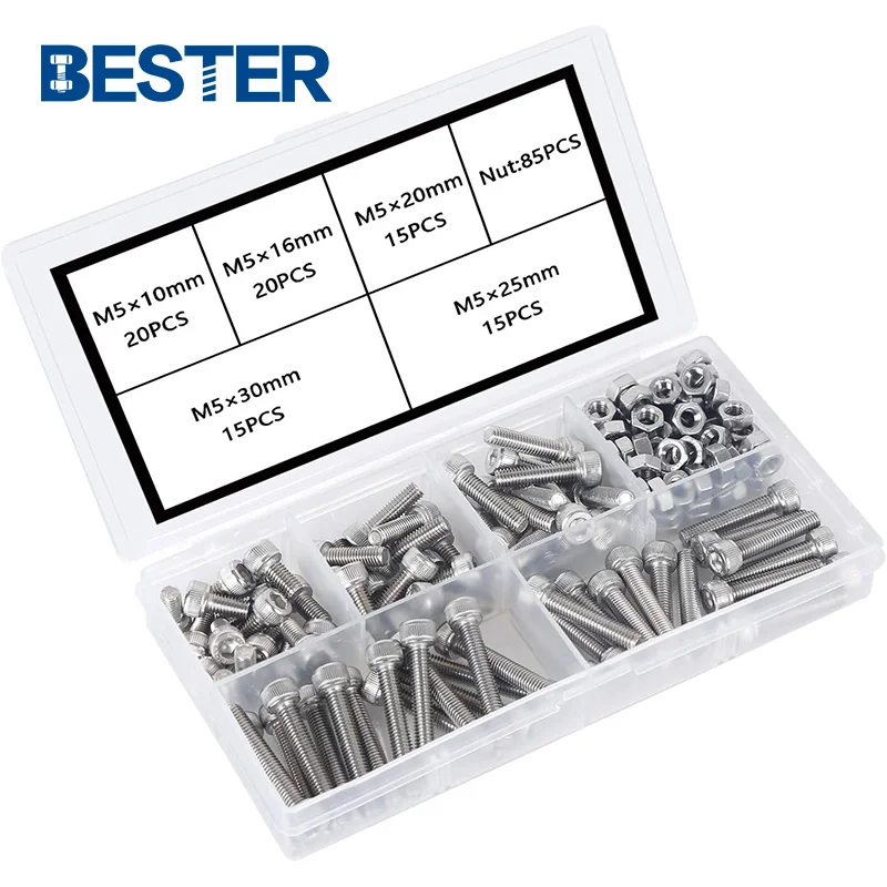 Fasteners stainless steel 100pcs 1000 piece nuts and bolts assortment kit