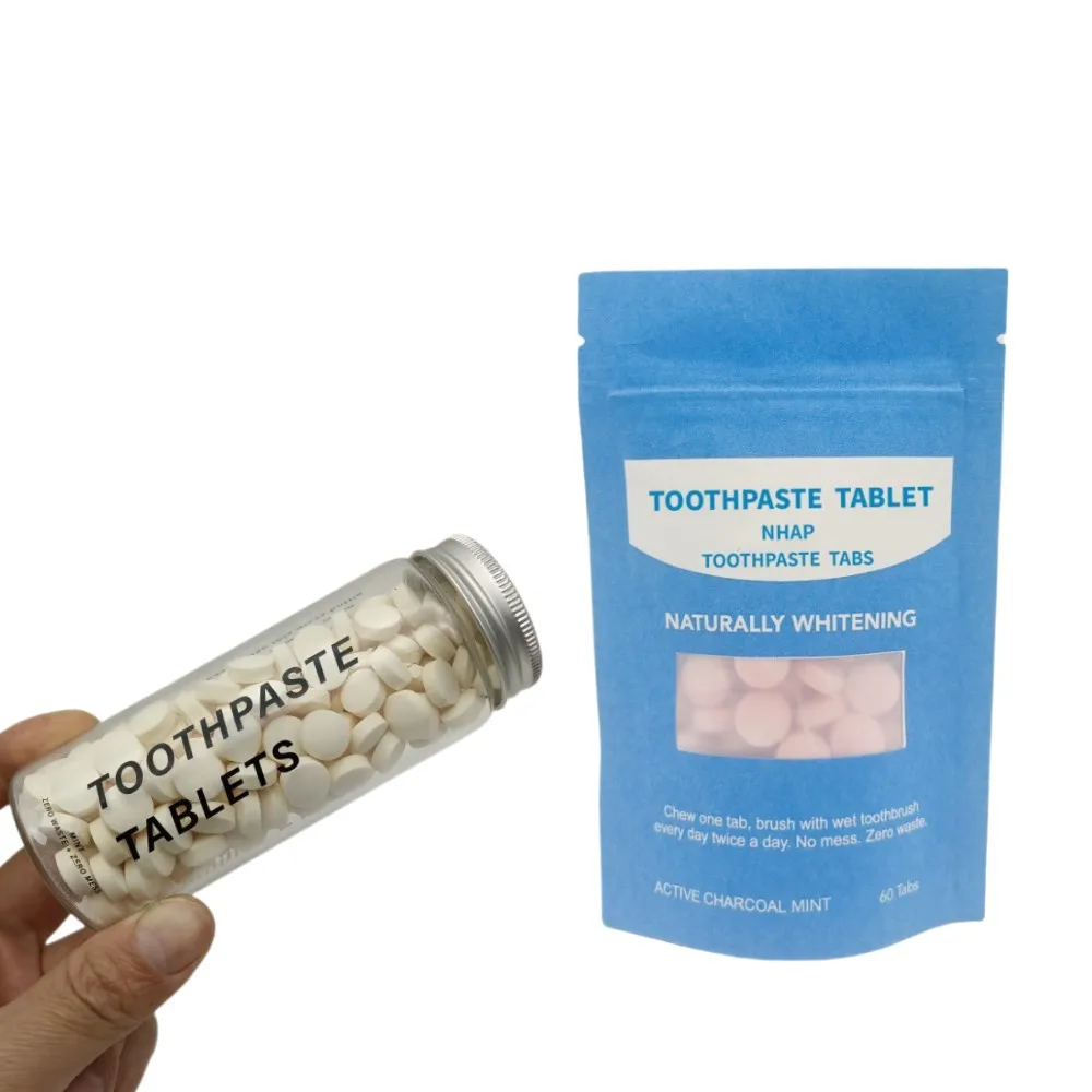 Oral Care Eco Friendly Fluoride Free Home Whitening Chewable Tabs Solid Toothpaste Tablet