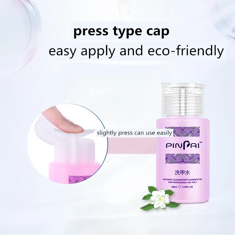 Hot Sale 160mL Fruity Flavour Press Style  Cleaning Water Nail Polish Remover Nail Washing Water