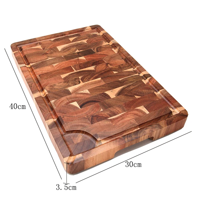 Amazon Hot Sale Custom Organic Butcher Square Kitchen Natural Cooking Boards Acacia Wood End Grain Chopping Wooden Cutting Board