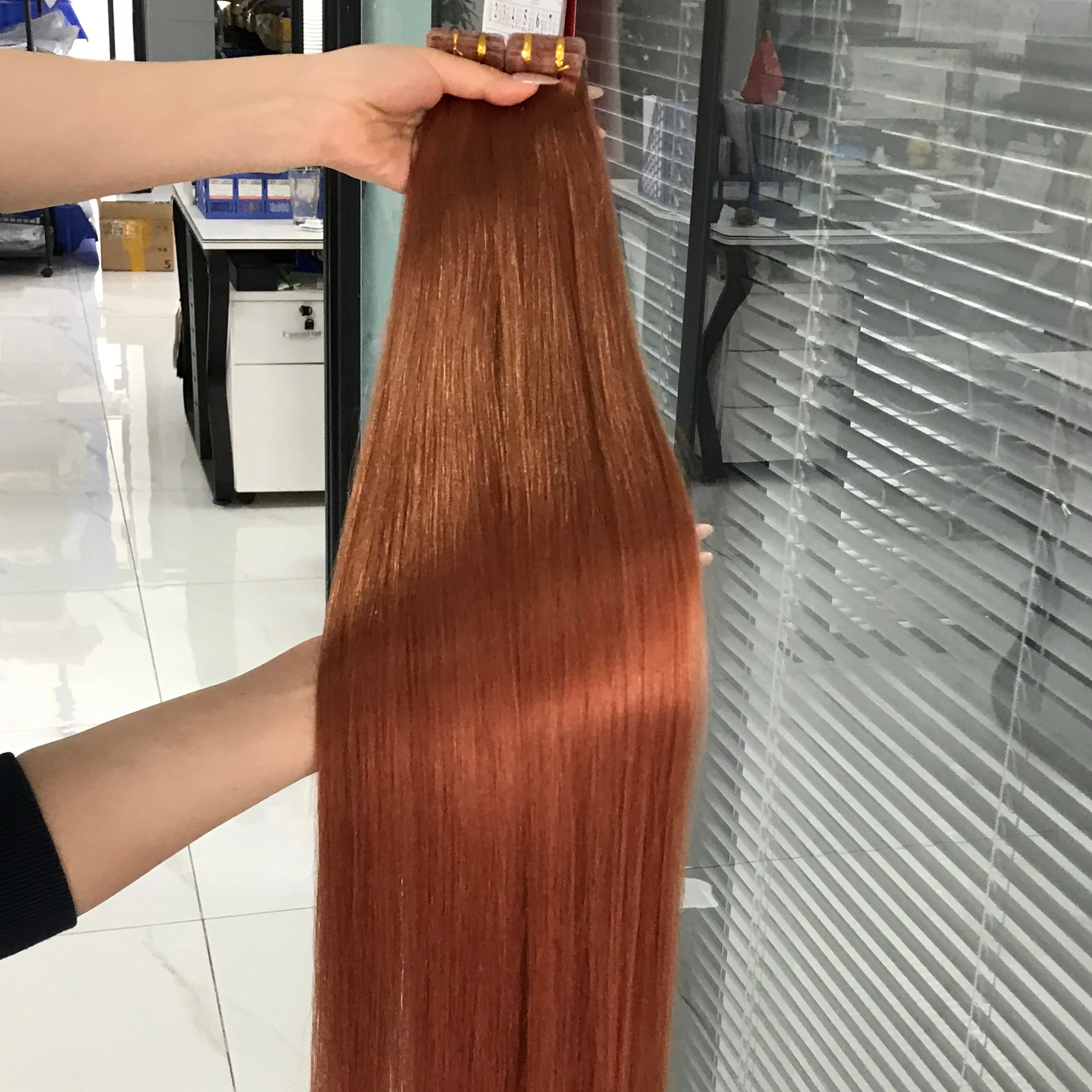 factory wholesale price invisible tape hair extensions can dyed any color you need double drawn human hair extensions