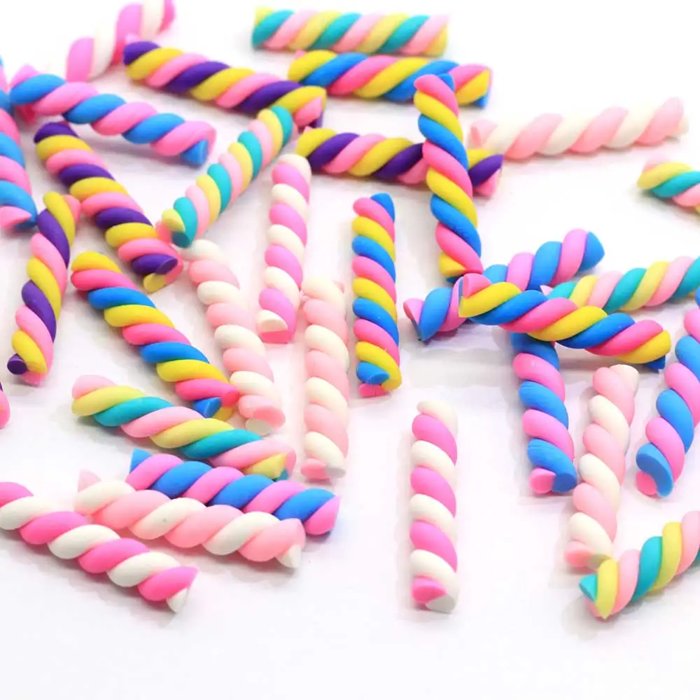 
Kawaii Polymer Clay Spiral Candy Cane Colors Spiral Lollipop Candy DIY Decoration Scrapbooking DIY 