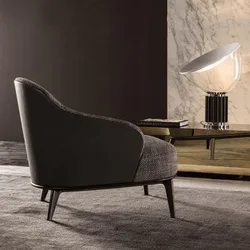 Solid Wood Frame Modern Sofa Chair Living Room Grey Fabric Covers Leslie Armchair