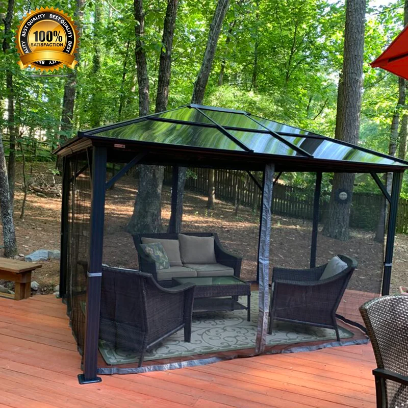 Outdoor patio aluminum gazebo with polycarbonate roof