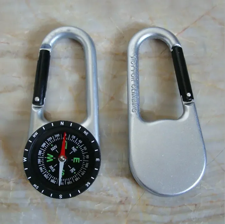 New Zinc Alloy Carabiner Compass Outdoor keychain compass climbing hiking