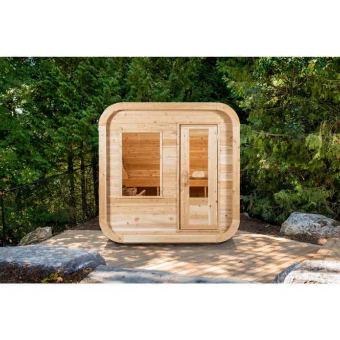 2024 New Outdoor 4-6 People Sauna Room Traditional Red Cedar Wooden Barrel With Harvia Sauna Heater Steam Sauna Cabin