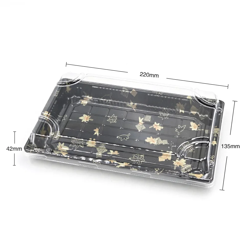2022 Wholesale Plastic Disposable Take Away Printing Sushi Food Packaging Container Boxes Tray With Clear Lid