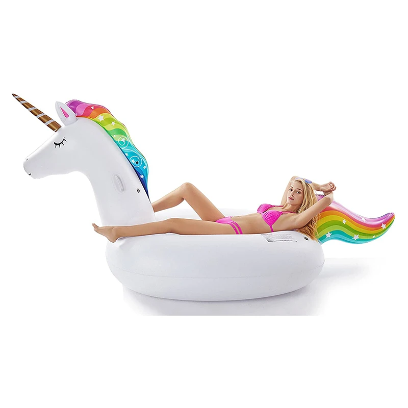 Summer Beach Big Inflatable Unicorn Pool Float Floatie Ride On with Fast Valves Large Rideable