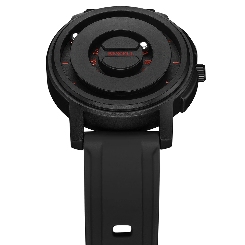 Antique Light Magnetic Movement Watch Full Black Dial 22mm Steel Silicone Band Buckle Clasp  Fashionable ODM Design