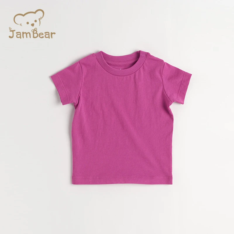 
JamBear organic baby t shirt Baby Short Sleeve eco-friendly T-shirt Plain No Brand T-shirt Organic Cotton Newborn Baby Clothing 