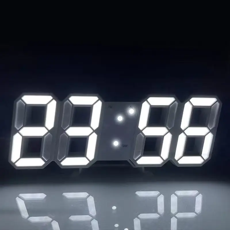 3D LED Wall Clock Remote Control Digital Timer Nightlight Watch Alarm Clock Office Home Living Room