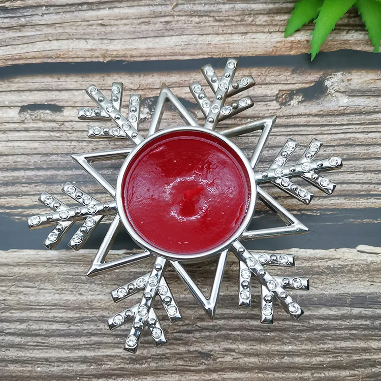 Zinc Alloy Snowflake Candlestick Creative Christmas Series Snowflake Aromatherapy Metal Tea Wax Snowflake Candlestick Wholesale