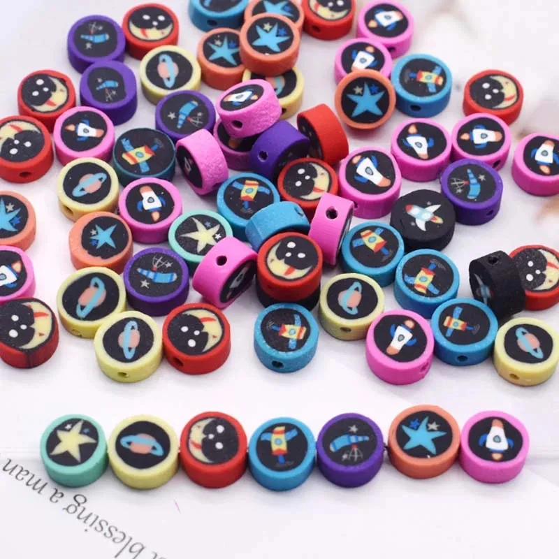 100PCS/BAG Pink Clay Beads Lovely Fruit Animal Pattern Polymer Clay Spacer Beads for Jewelry Making DIY Jewelry Accessories