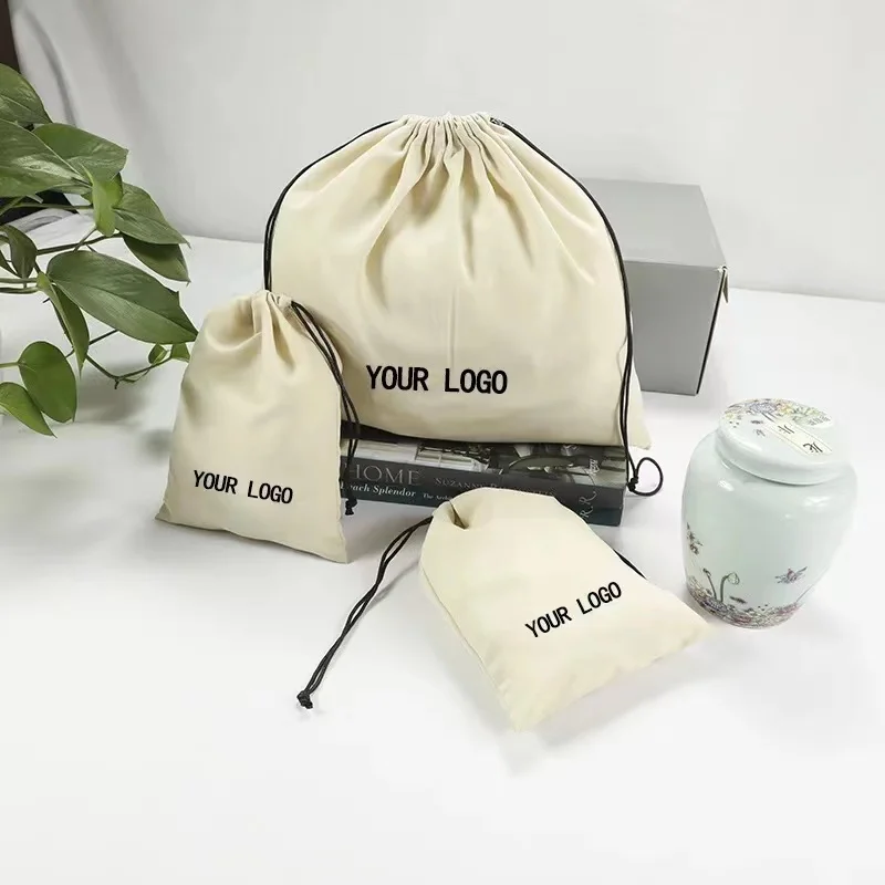 Customised  logo and size calico dust bag wholesale reusable organic polyester bags for storage (1600375177395)