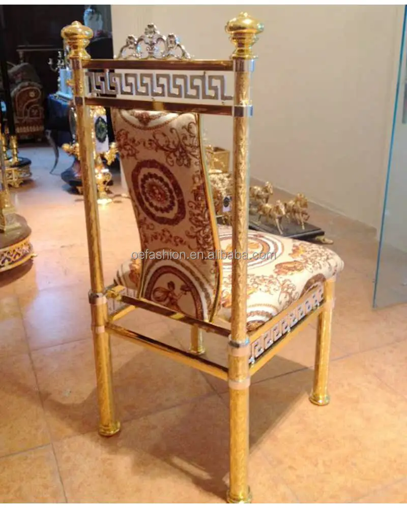 OE-FASHION Vintage Baroque style copper and alloy metal plated 18K real gold French matching dining chair