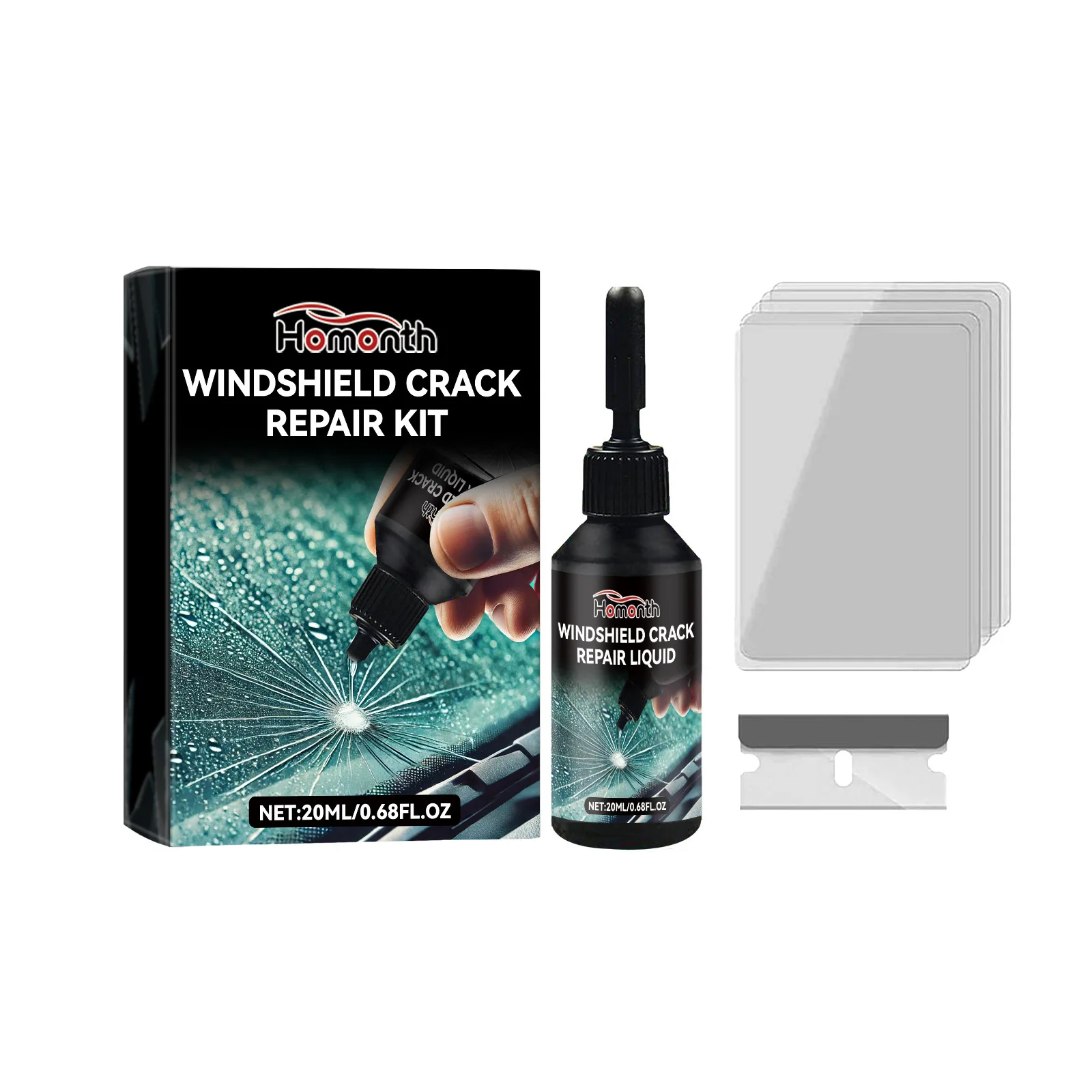 Bestselling HOMONTH Natural Mild Formula Fast and Effective Operation Simple Strong Adhesion Car Windshield Repair Kit