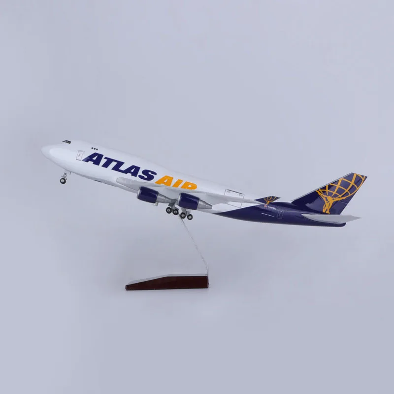 1:150 Scale 47CM Atlas Air Boeing 747 Aircraft Model Civil Aviation Passenger Aircraft Simulation Decoration Gift