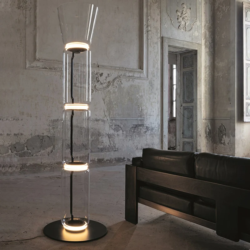 L5102 minimalist glass shade floor light decorative can shaped floor lamp led floor lamp for bedroom