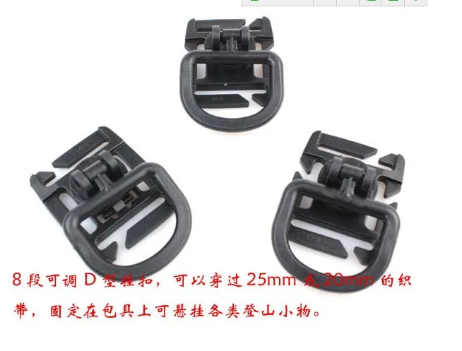 Spot wholesale outdoor backpack accessories inner warp 1 inch plastic rotatable D-shaped buckle