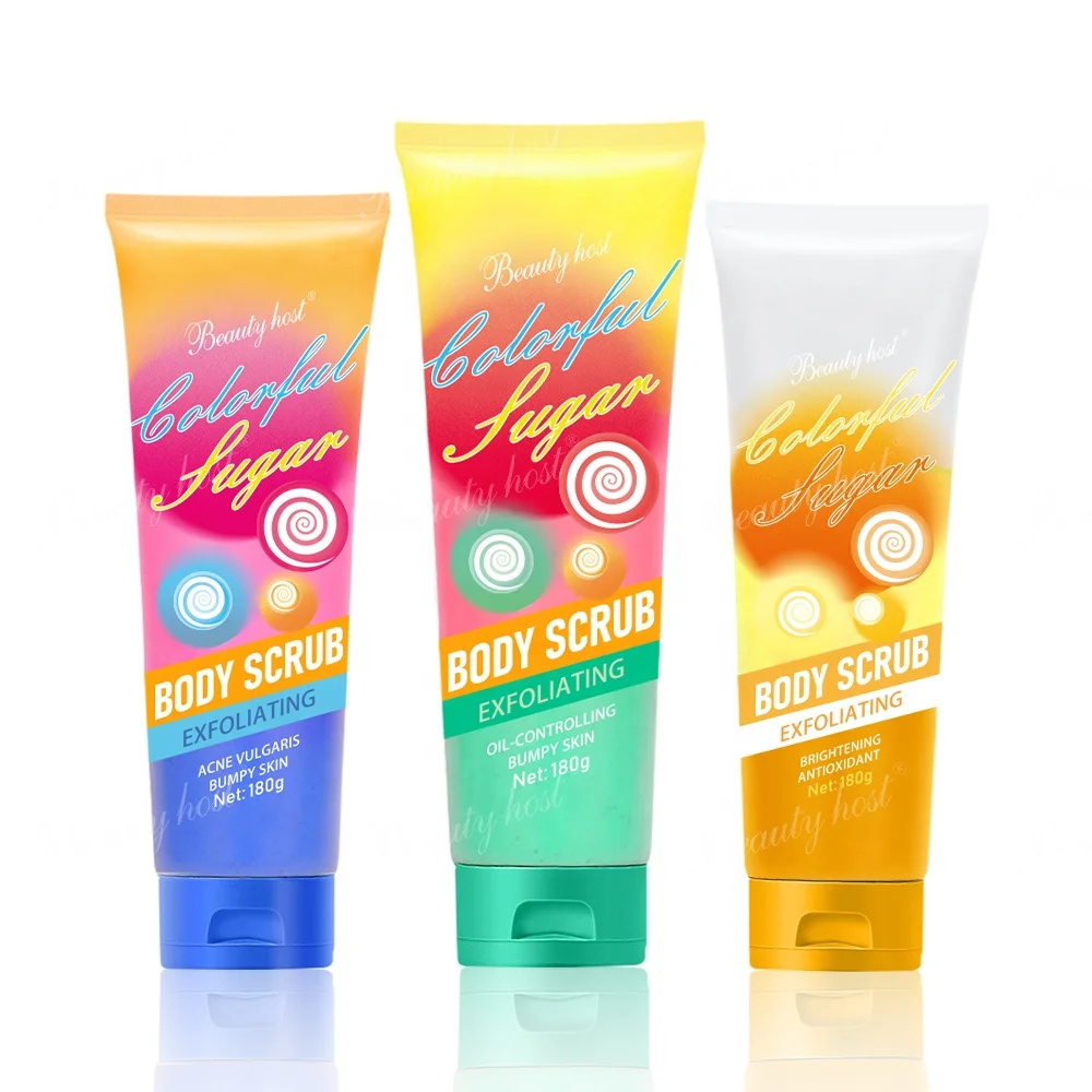 Beauty Host Skincare Products Colorful Vegan Sugar Body Care Scrub Exfoliating Oil Control Whitening Antioxidant Moisturizing
