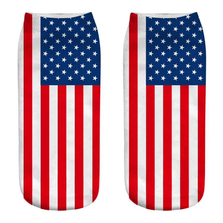 Stock Women Ankle Socks Fashion Casual Unisex Ankle   3D American USA National  Flag Socks