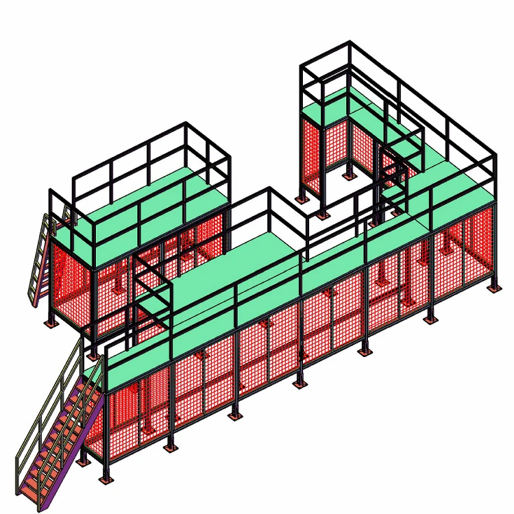 Warehouse Steel Safety Rolling Mobile Platform Ladder With Handrails 4 wheels