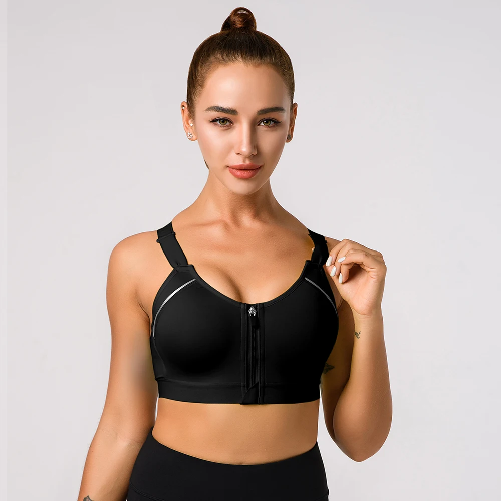 Yoga and Sports Bra Custom Brand Women Fitness OEM Customized Spandex Anti Logo Style Fashion Zipper Top