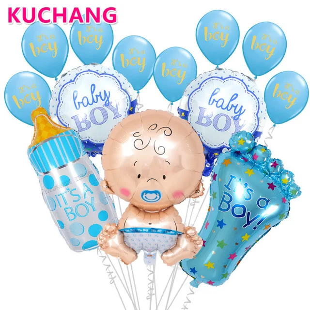 Gender reveal  happy birthday balloon full moon aluminum BABY SHOWER party supplies wholesale decoration game helium balloon