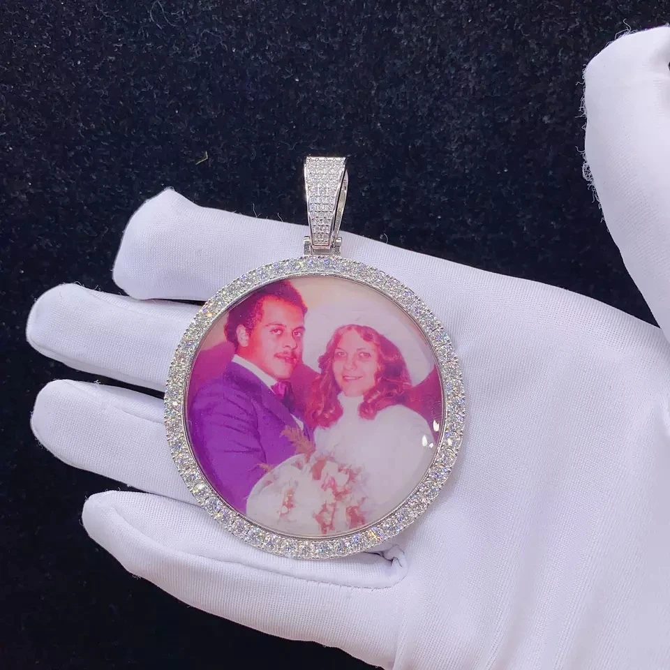 Custom 925 Sterling Silver Iced Out Hiphop Moissanite Diamond Picture Frame Memory fashion jewelry pendants & charms