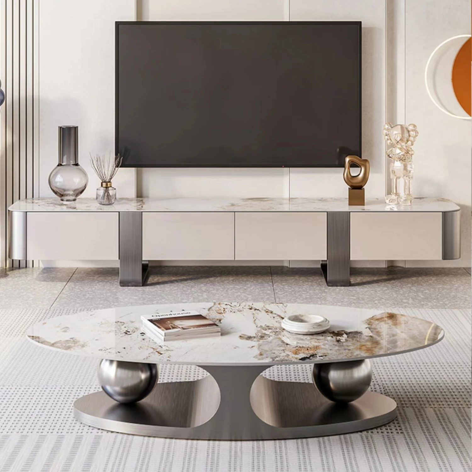 luxury living room furniture coffee table modern minimalist TV Table cabinet set,high gloss tv stand