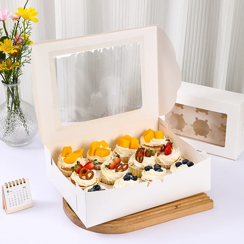 Wholesale mixed with multiple sizes 4 6 cupcake box 12 hole bakery cake box packaging
